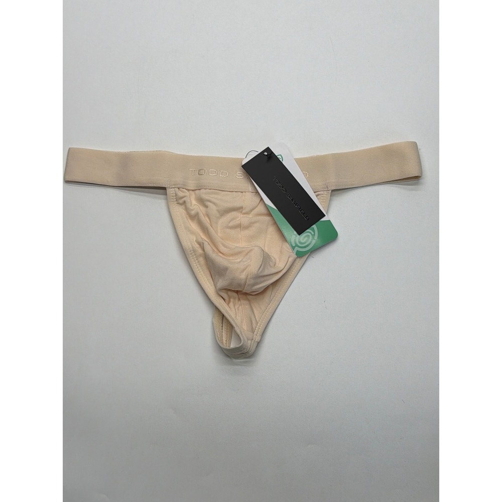 Todd Sanfield Men's Essential Thong Cream MicroModal Underwear ES1768 Small NWT